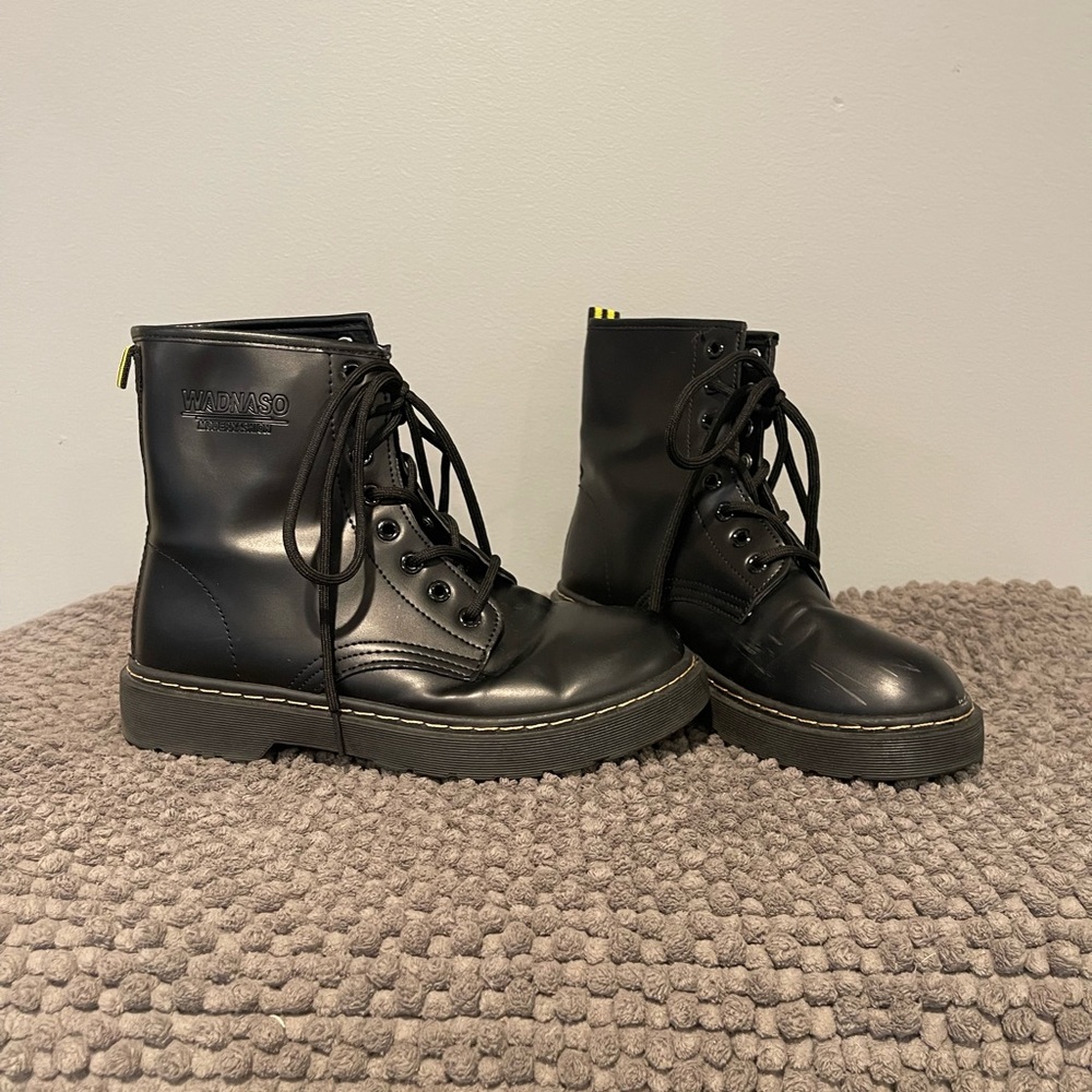 SHEIN Black Combat Moto Boots